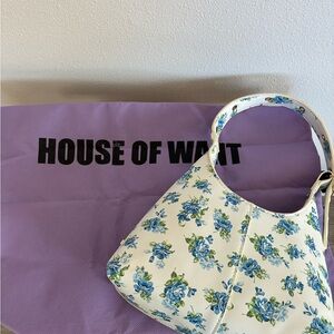 House of Want Blue White Floral Purse